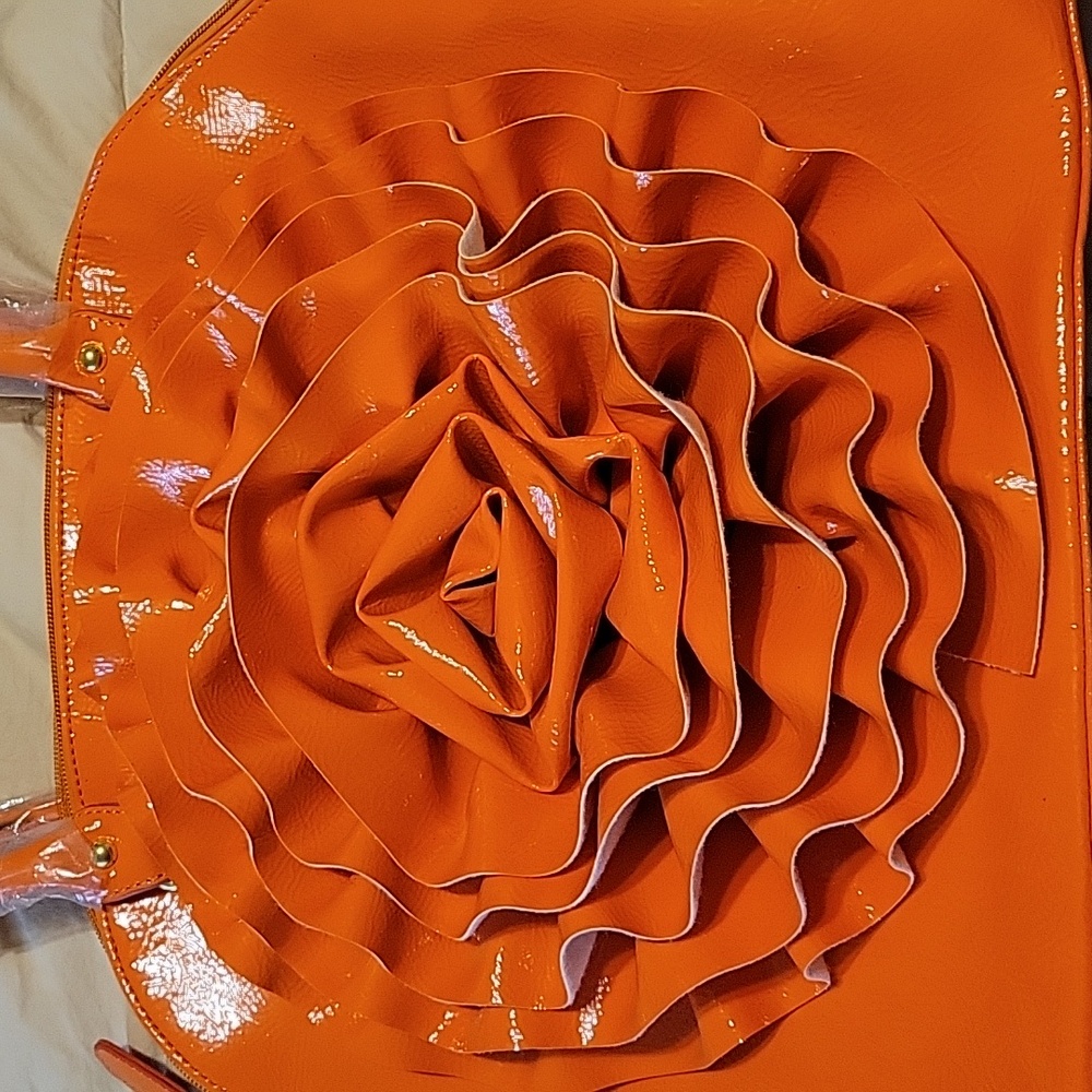 Orange Ruffled Women's Handbag - Picture 13 of 16